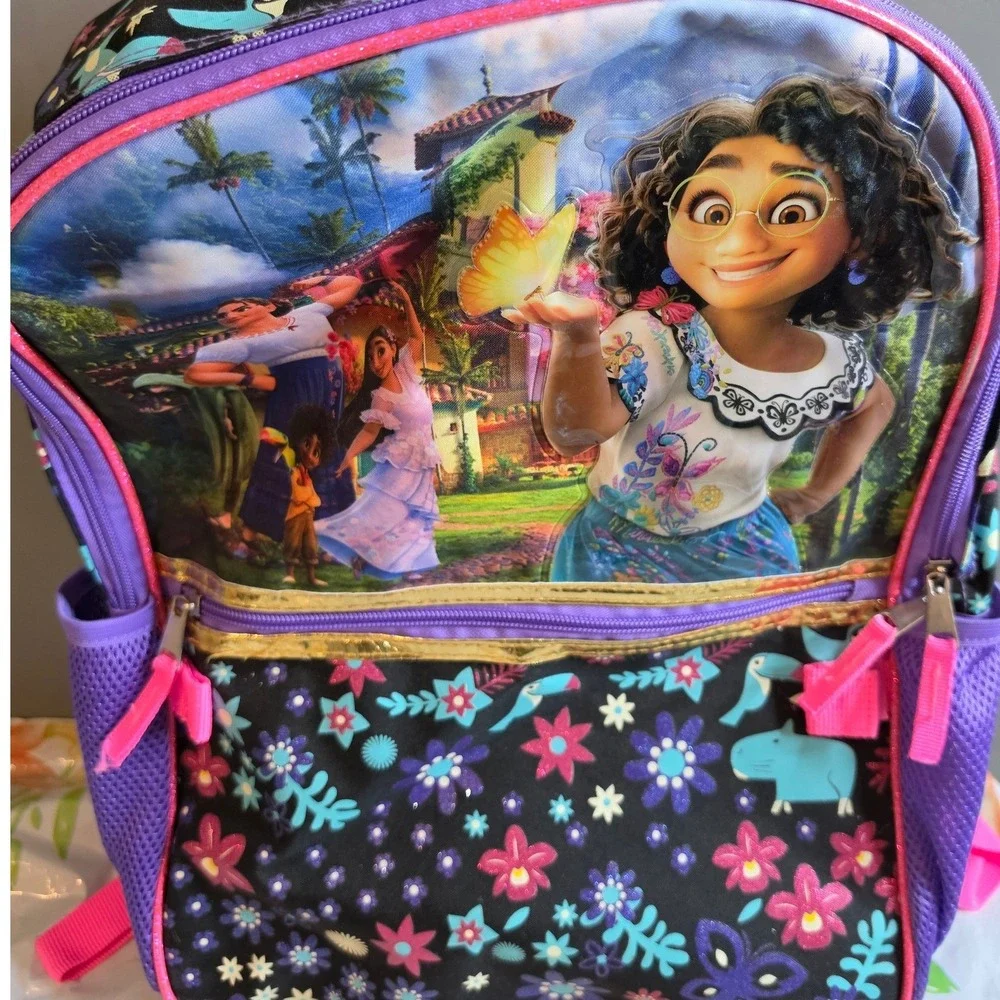 Disney Encanto Mirabel Backpack Purple Floral School Bag Girls Kids